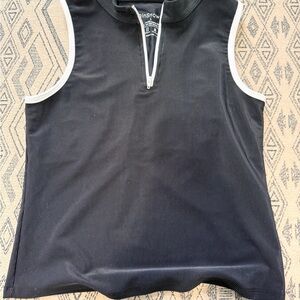 LainSnow Black Sleeveless Top with White Trim